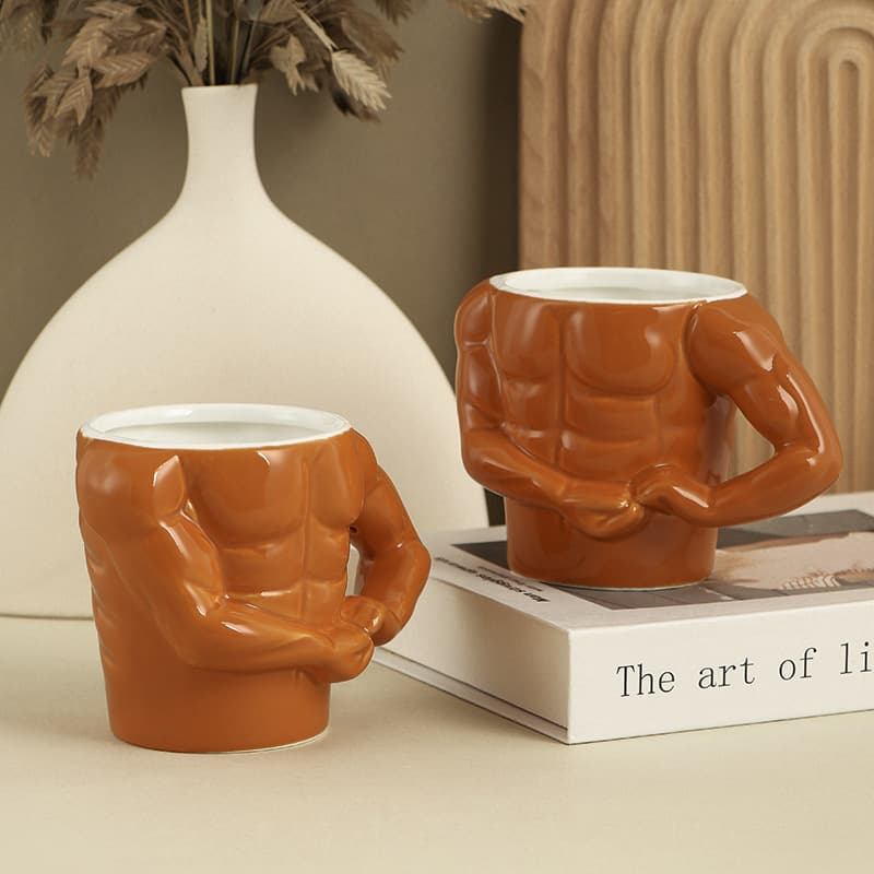 Bodybuilding Male Muscle Cup Creative Ceramic Mug Macho Cup Large Capacity Novel and Unique Temu Xiyin Cross-Border Mug