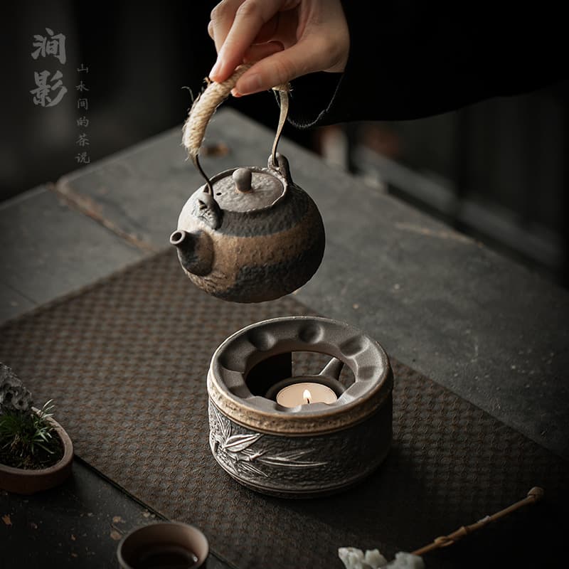 Small Ceramic Tea Warmer with Candle Base for Home Use, Suitable for Flower Tea and Fruit Tea