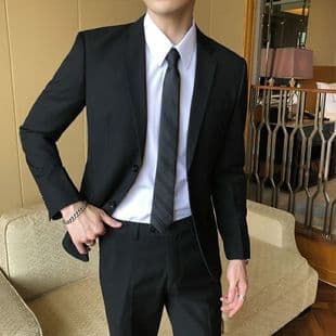 Men's Suit Set Korean Style Blazer Jacket for Groomsmen, Groom Wedding, Business Formal Wear Slim Fit Suit Jacket for Men