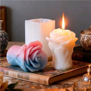 Rose Bouquet Aromatherapy Candle Silicone Mold DIY Valentine's Day Rose Flower Scented Stone Gift Mold