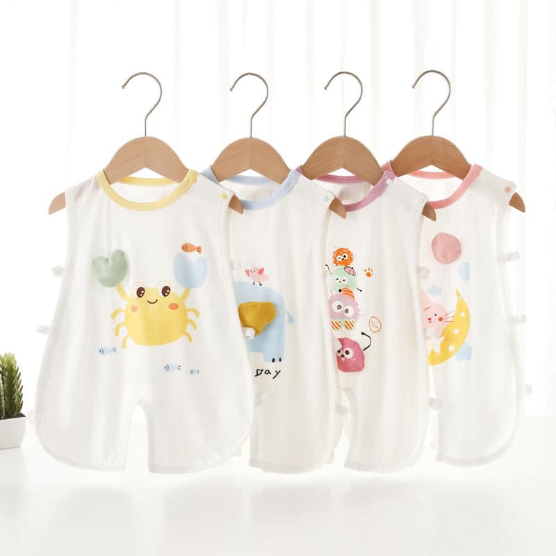 [Pinch Fun] Summer thin baby vest Tencel newborn baby romper baby Pipa crotchless vest