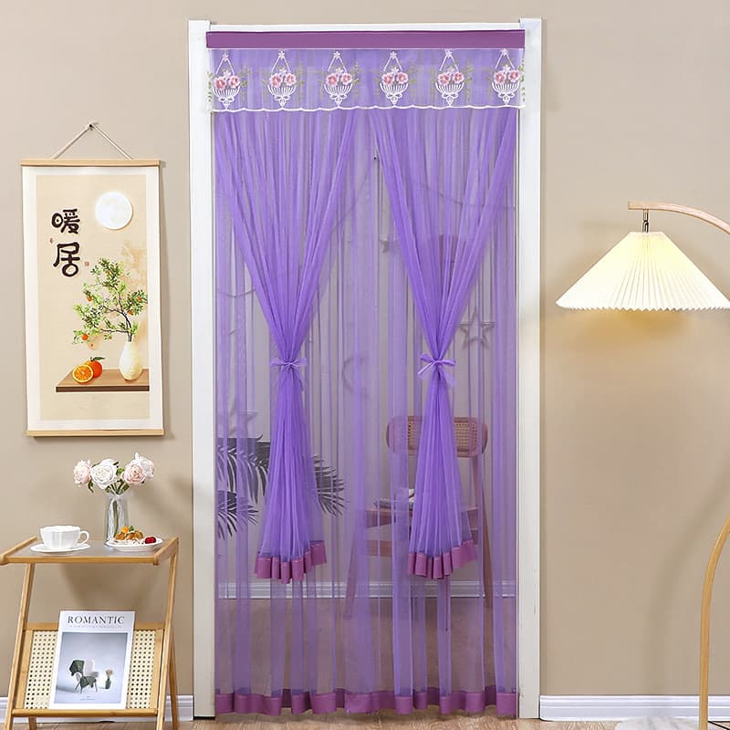 Summer Mosquito and Fly Proof Door Curtain, New No-Drill Installation, Magic Double-Layer Lace Partition Curtain, Kitchen Gauze Curtain, Bedroom