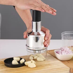 Multi-Function Chopper, Manual Garlic and Vegetable Chopper, Stainless Steel Garlic Crusher for Kitchen Use