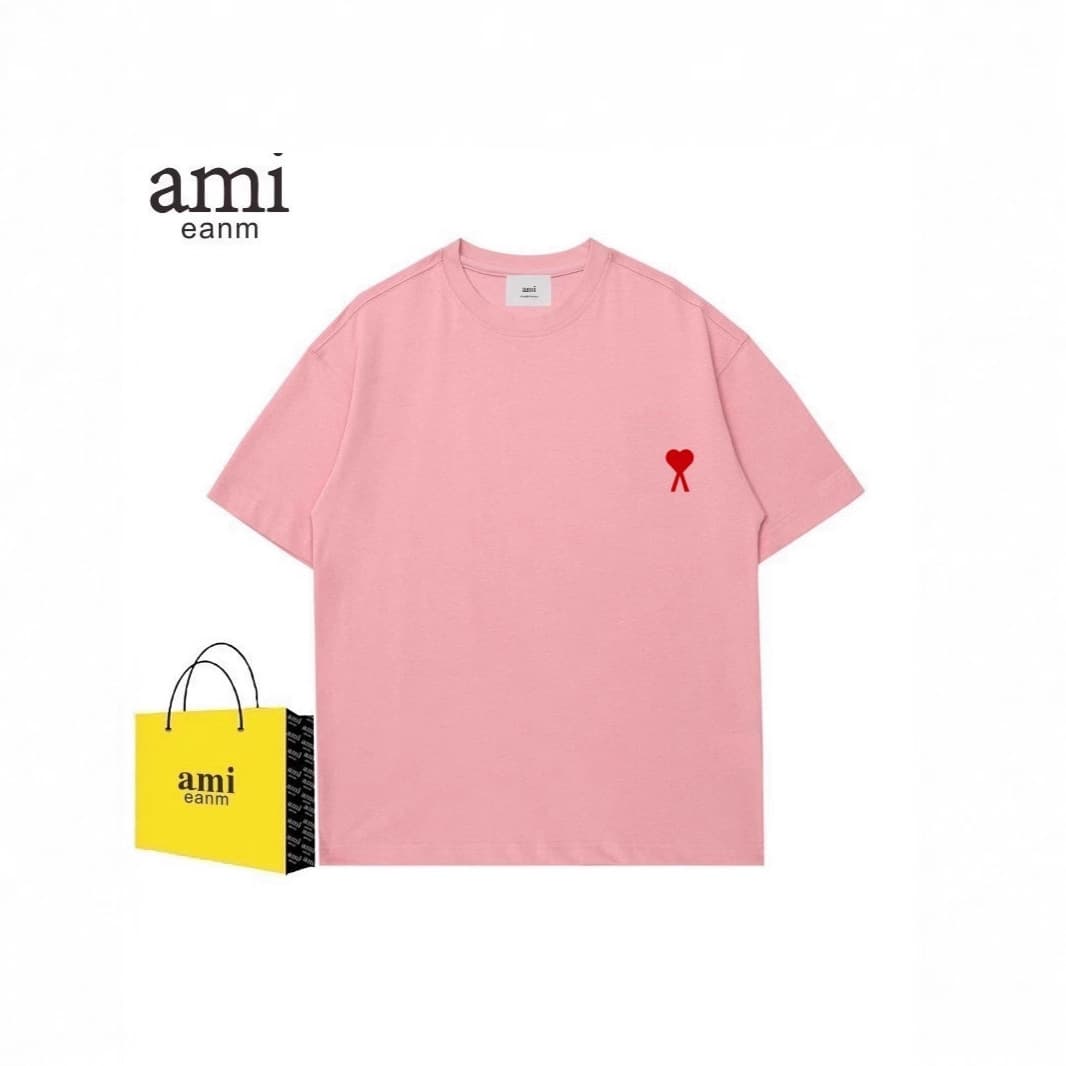 2025 Correct Version Small Heart Embroidery Short Sleeve T-Shirt for Men, Summer Trendy Brand, Loose Casual Crew Neck