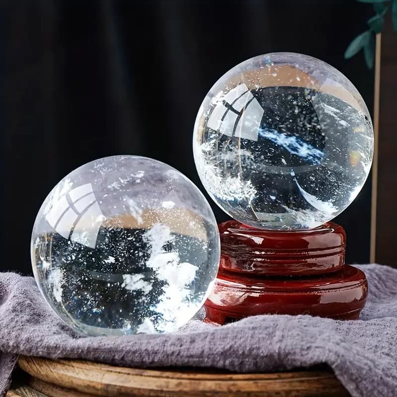 Dong Hai White Crystal Ball Ornament, New Home Move-In Foyer Living Room Office Desktop Transparent White Feng Shui Sphere