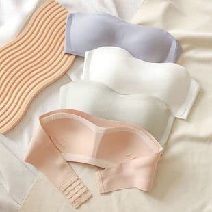 Strapless Bra for Women, Summer Thin Invisible Non-Slip Bra, Concealing Side Fat, Jelly Strip Bustier