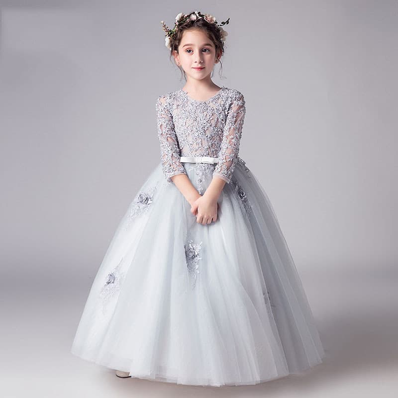 Princess Dress for Girls, Flower Girl High-End Piano Performance Dress, Birthday Plus Size Puffy Tulle Dress, Little Girl Catwalk