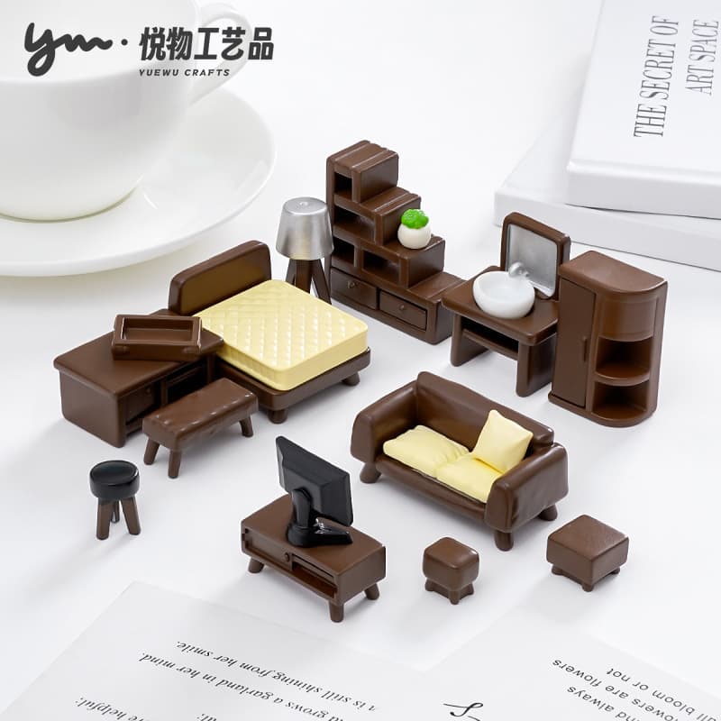 Creative simulation wardrobe bench furniture set series baby house diy decoration accessories mini desktop ornaments