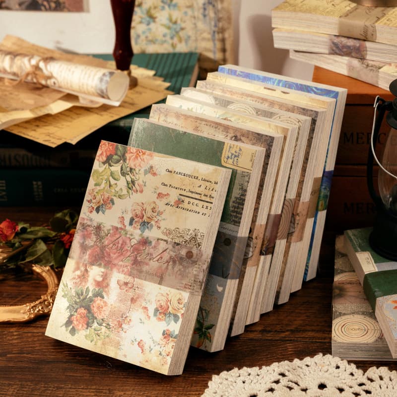 Momo Material Paper - Human Day and Night Series: Retro Artistic DIY Journal Decoration Base Collage Stickers (8 Designs)