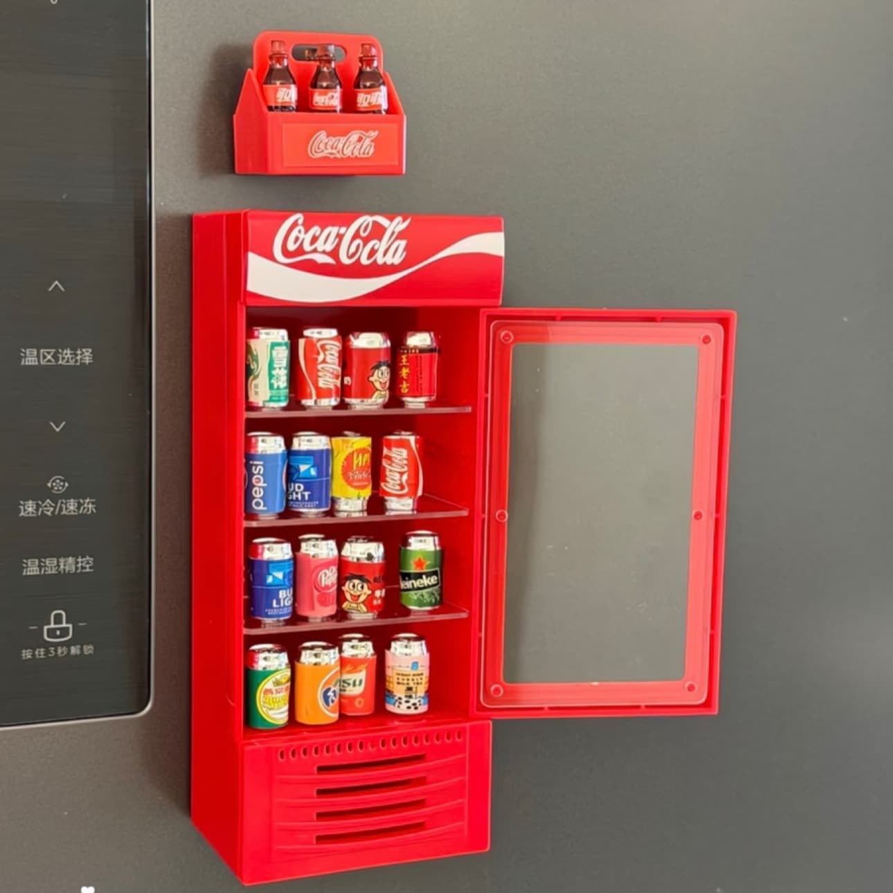 Mini Coke Cooler Fridge Magnet Home Refrigerator Magnetic Decoration Supermarket Cooler Model Miniature Scene Ornament