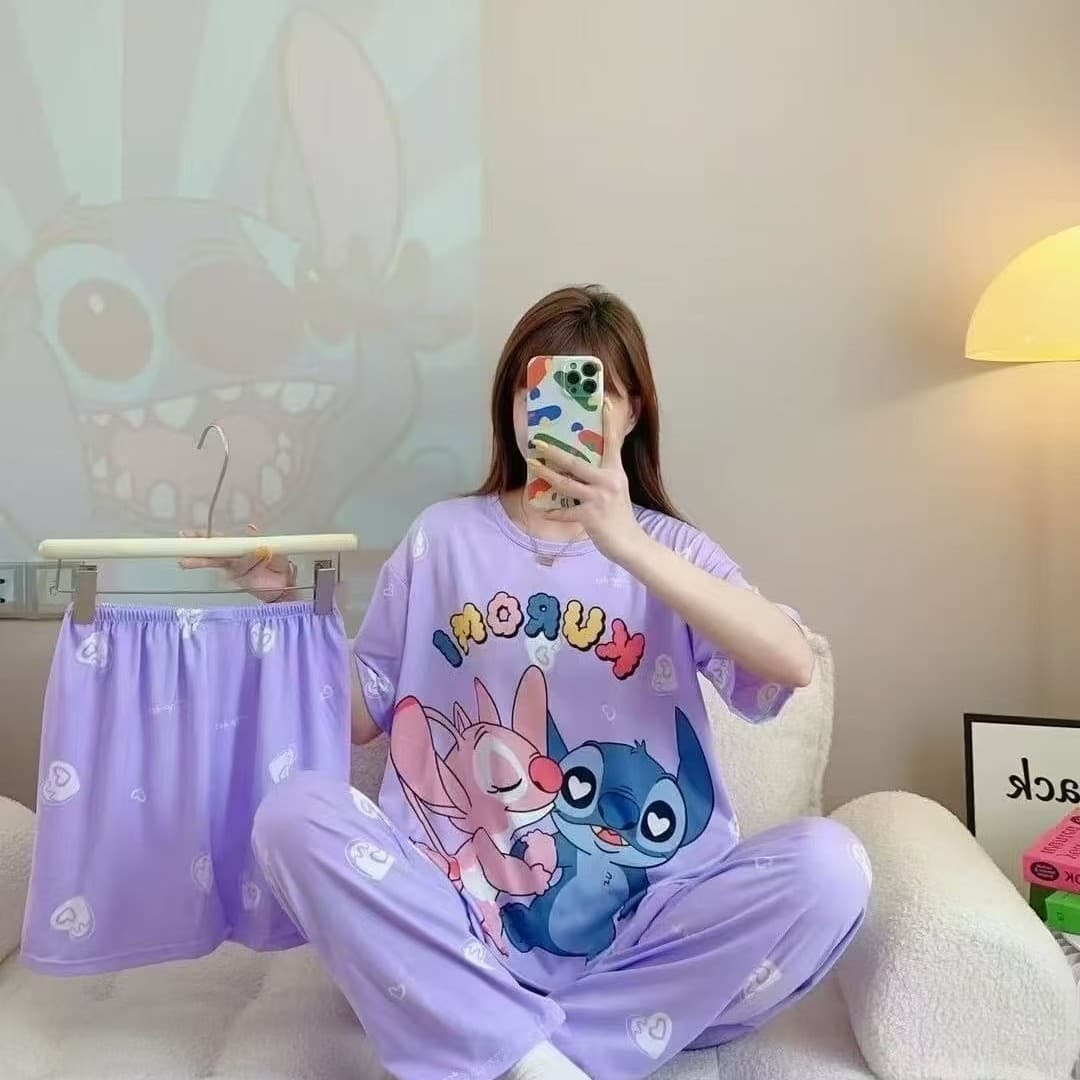 Wholesale Women's Summer Three-Piece Pajama Set Milk Silk Fabric