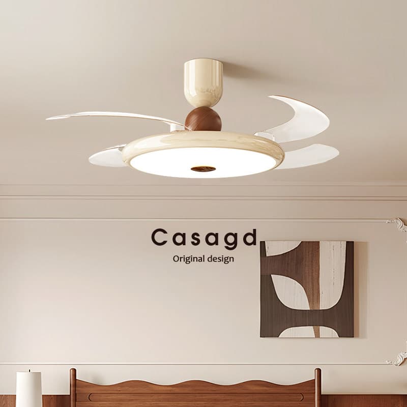 Full Spectrum Silent Invisible Fan Light Restaurant French Cream Style New Bedroom Eye Protection Ceiling Fan Light Casagd