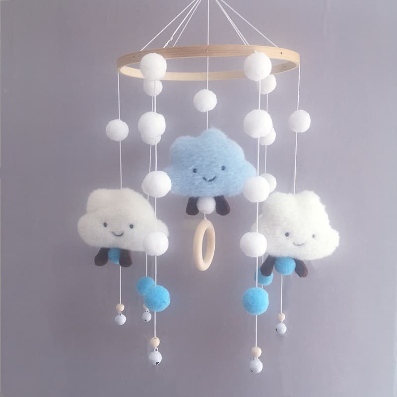 Cross-border cloud pom-pom wind chime crib mobile baby crib decorative hanging children's room wall decoration toddler wall decoration