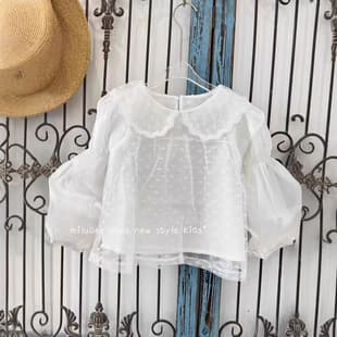 Girls Lolita Base Layer Princess Style Long Sleeve Puff Sleeve Base Layer Doll Blouse Children's Versatile Base Layer