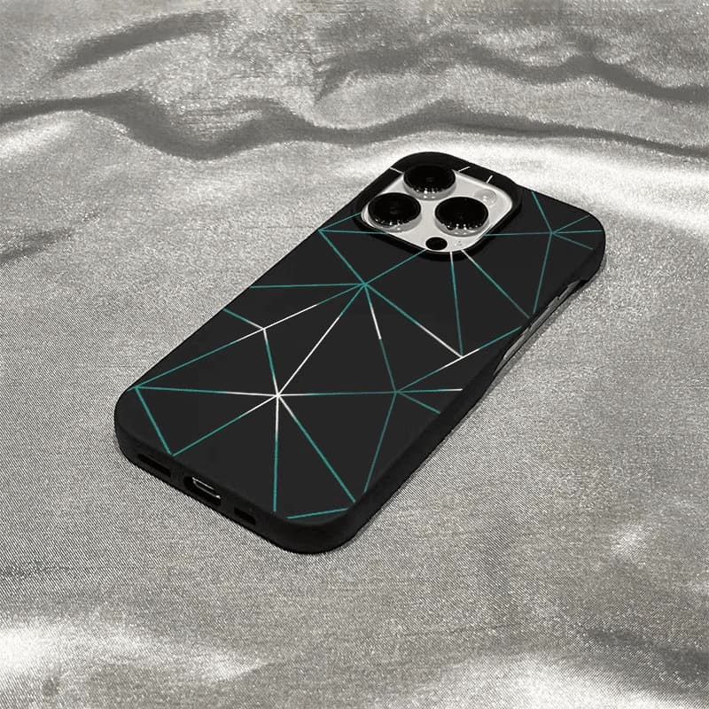 Geometric lines suitable for Apple 17PROMAX half-pack frosted anti-fall mobile phone case iphone16/12 soft protection