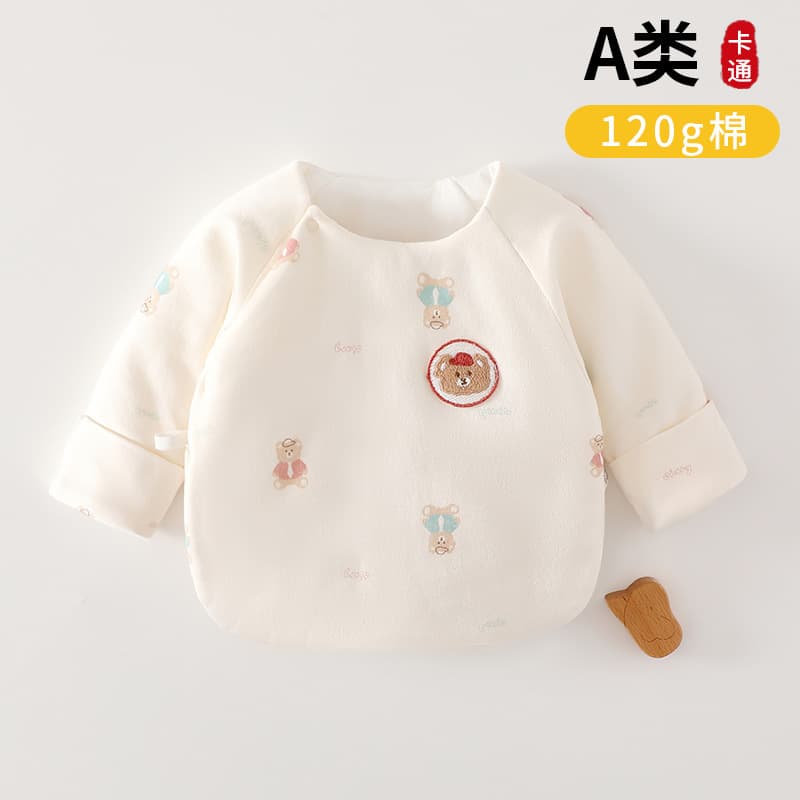 Autumn/Winter Newborn Seamless 120g Cotton Half-Back Bodysuit, Warm Baby Monk Robe Infant Clothing