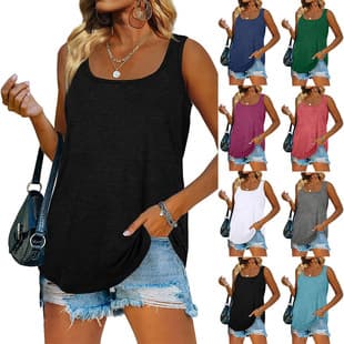 2024 Amazon New Wish Europe/US Best Seller Summer Sleeveless Square Neck Solid Color Vest T-Shirt Cross-border Women's Fashion