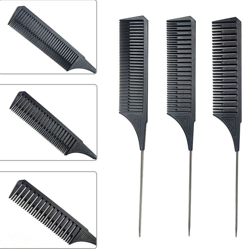 Cross-border hot selling plastic steel needle tip tail comb highlighting comb high temperature resistant professional oil-baked hair dye comb hair cutting comb