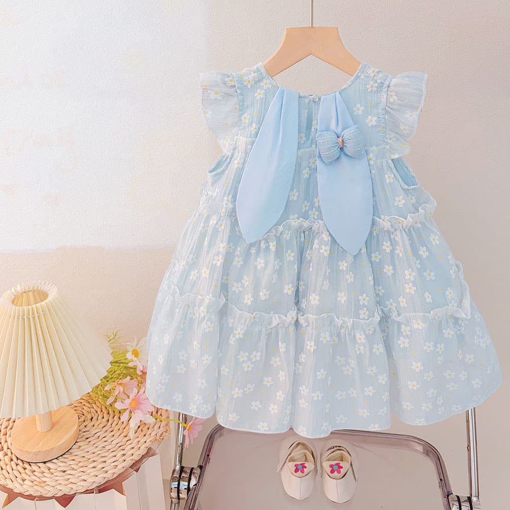 Live Supply of Girls' Summer Sweet Floral Dresses, New 2026 Princess Flutter Sleeve Dresses, Casual Dresses for Baby Girls