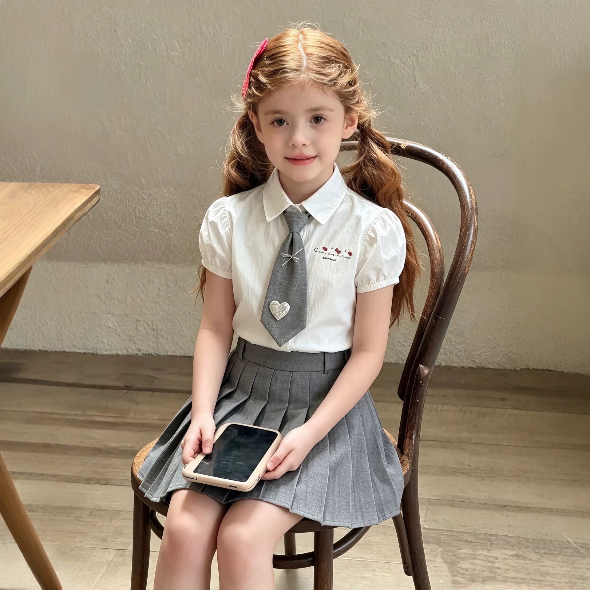 Children's College Style Suit 2026 Summer Clothes Girls Tie Shirt Pleated Skirt Baby Skirt Three-piece Trendy Set