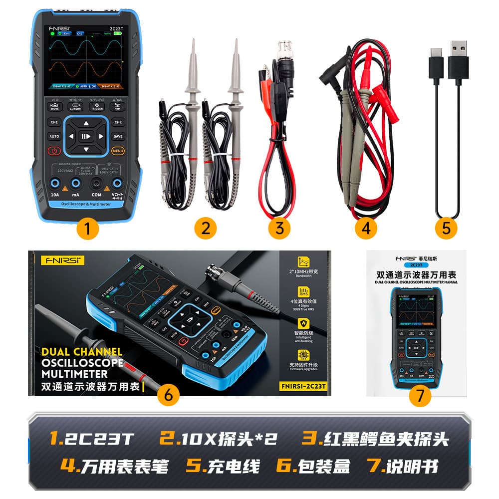 Handheld Digital Oscilloscope 3-in-1 Transistor Tester Portable Multifunction Oscilloscope Signal Generator