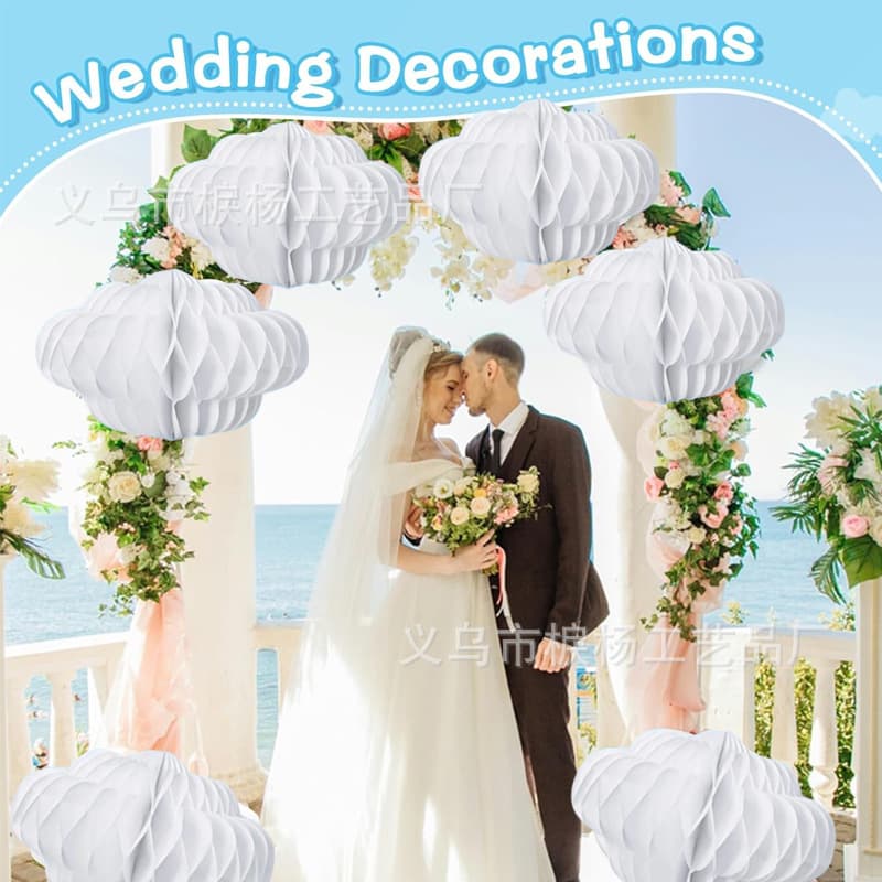 Classroom Campus Wedding Party Gathering Birthday Atmosphere Decoration White Cloud Honeycomb Ball Hanging Ornament