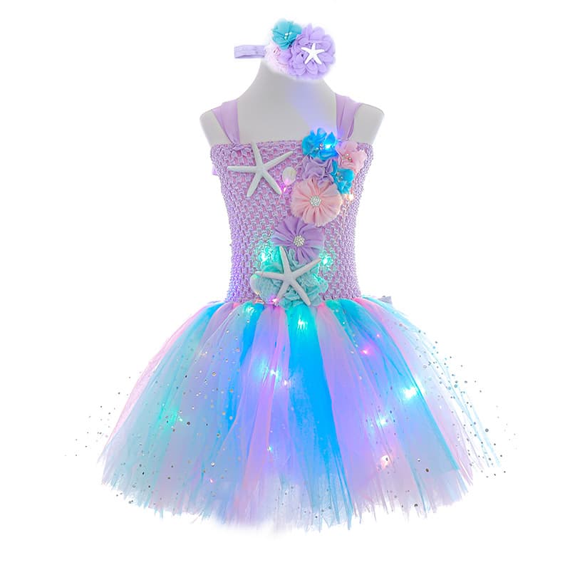 Mermaid Puff Skirt Girls Party Dresses For Children's Day Halloween Christmas Birthday Gowns Kids Princess Cosplay Costume