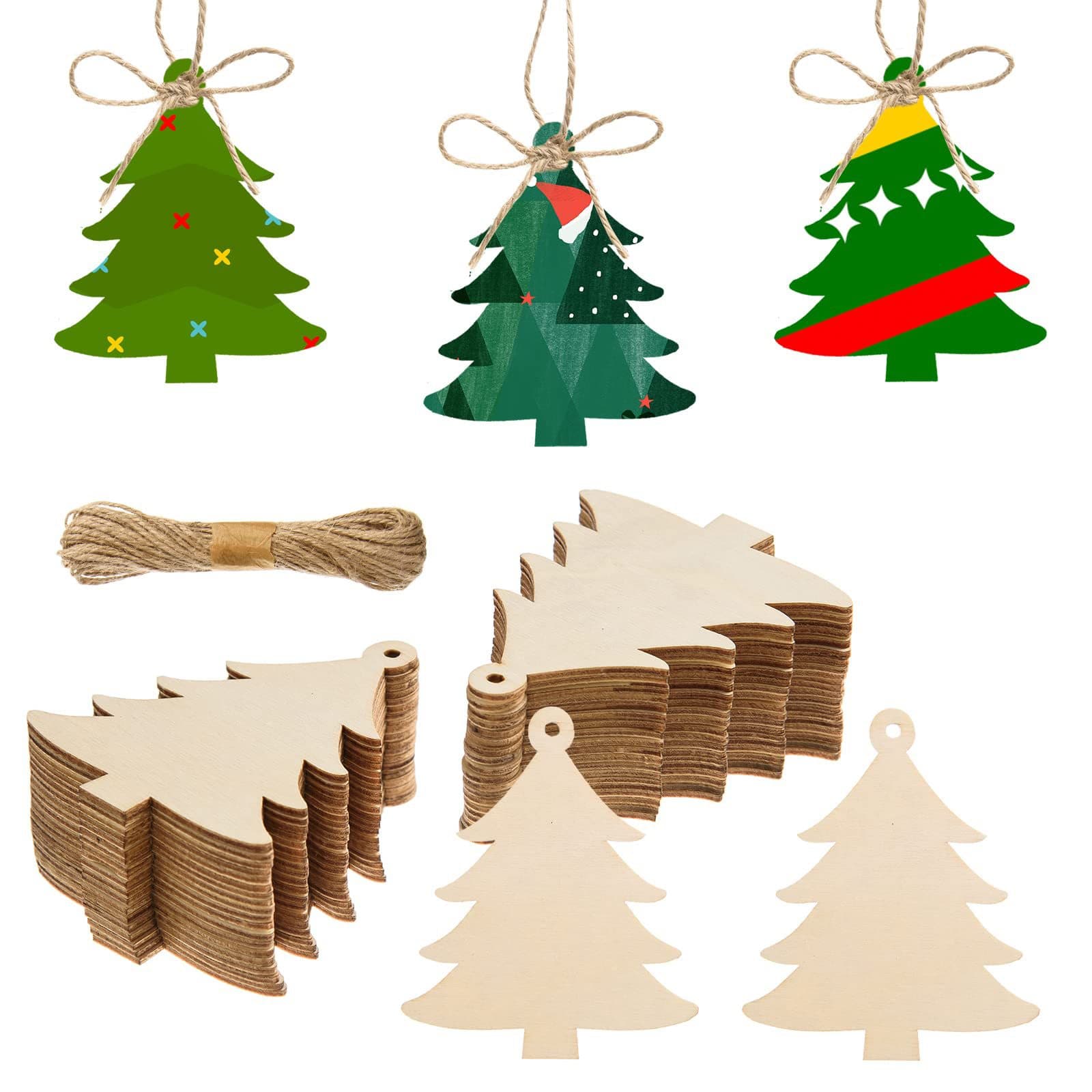Wooden Christmas Tree Openwork Craft Decoration DIY Christmas Ornament Blank Christmas Tree Home Party Hanging