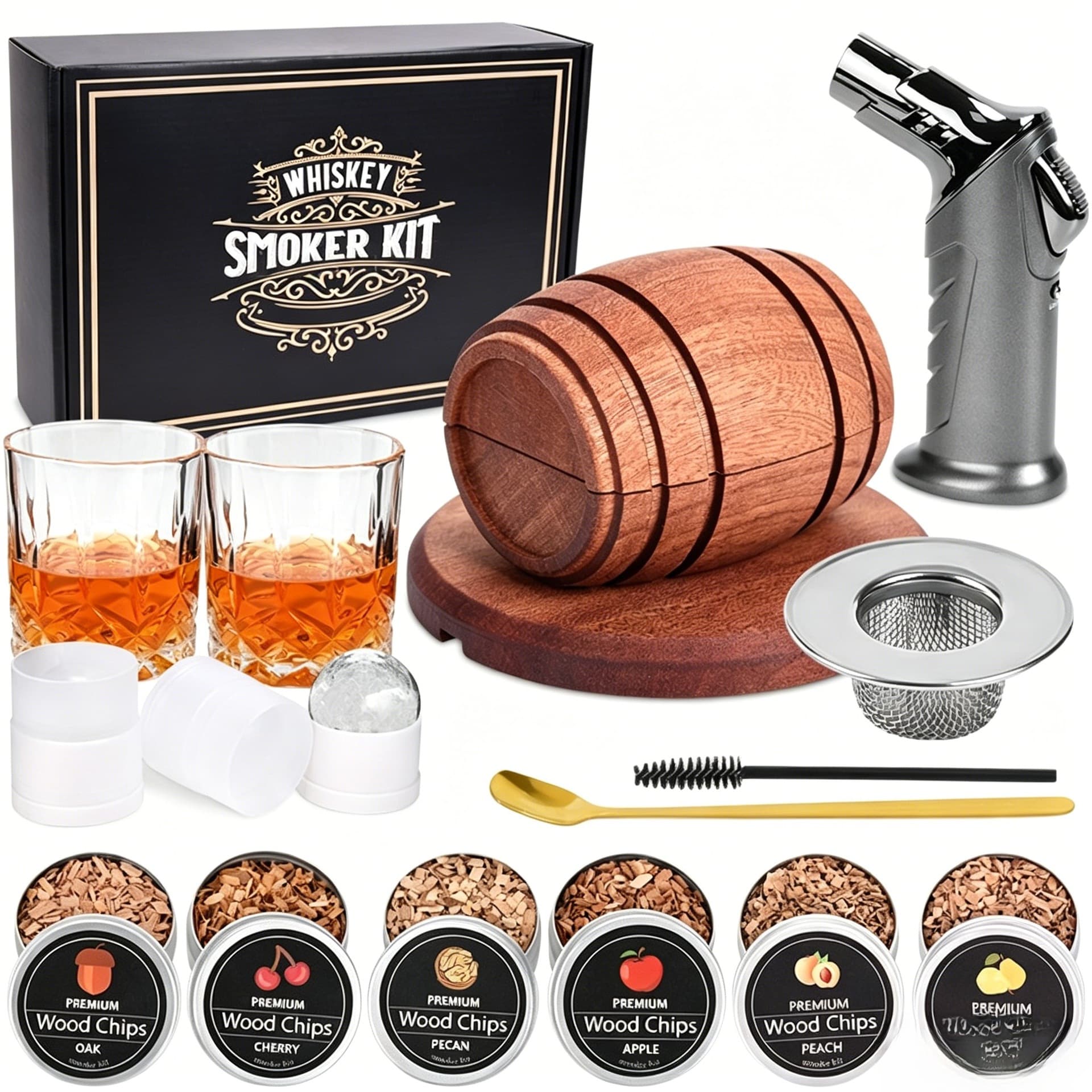 Cross-Border Whiskey Smoker Gift Set Creative Barrel Smoker Cocktail Smoking Tool
