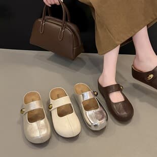 Retro Platform Thick-Soled Birkenstock Shoes, Closed-Toe Half Slippers for Women, Summer Wear-Out 2026 New, Mule Sandals to Match Dresses