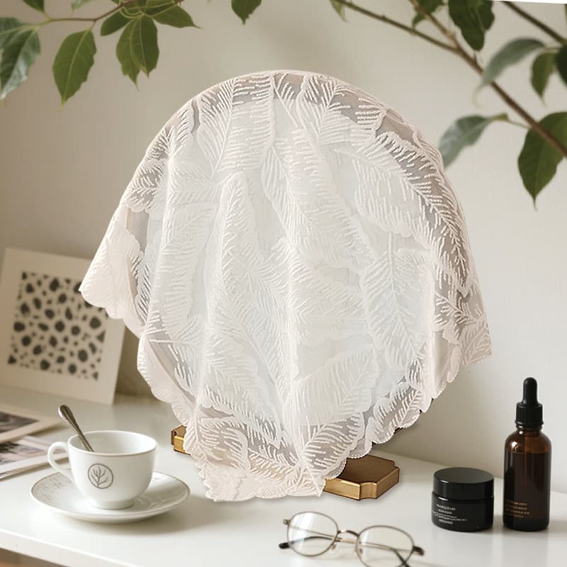 European Style Dressing Table Mirror Dust Cover, Round Makeup Mirror Ins Style Square Cloth with Embroidered Lace Dust Cover
