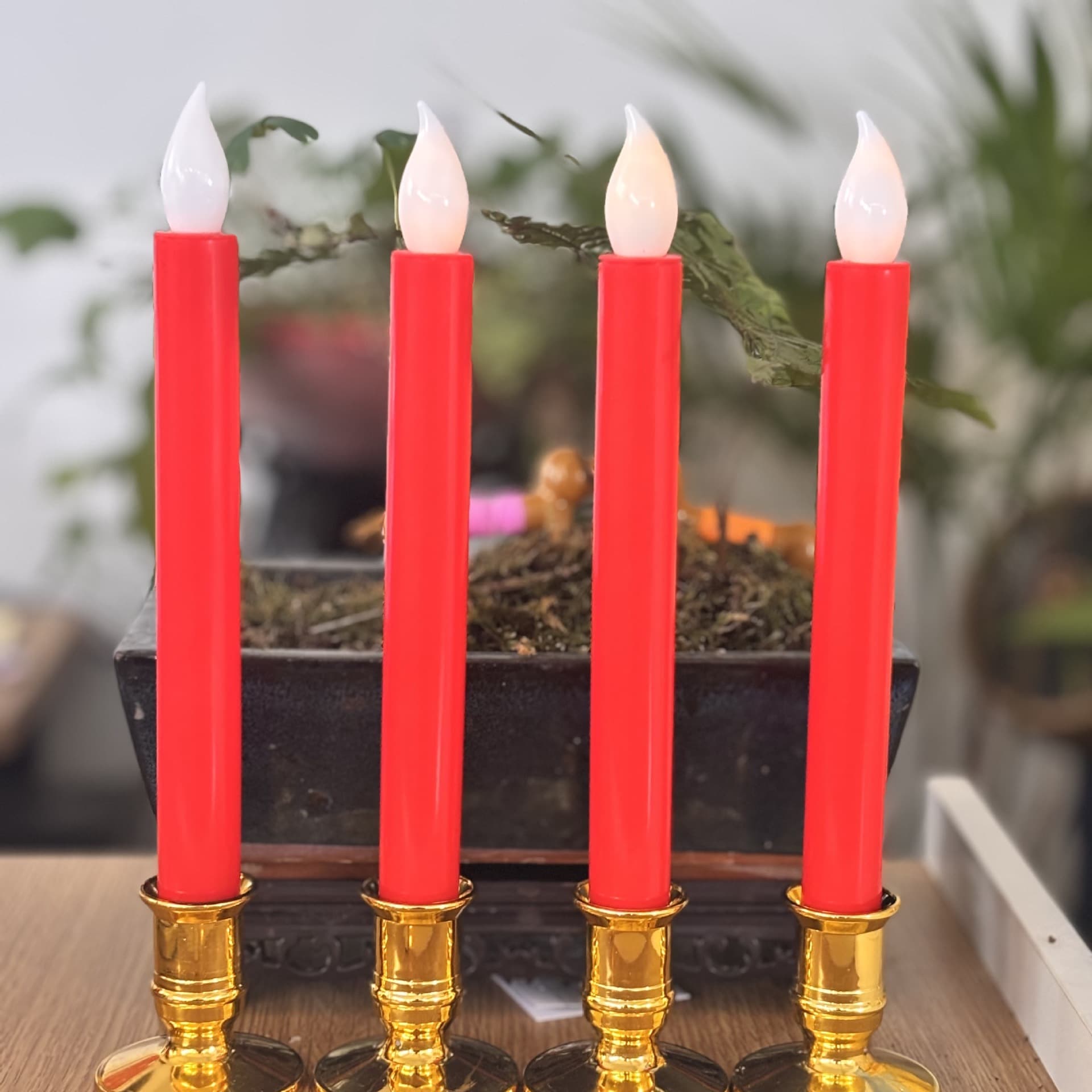 Long-stem LED electronic candle, smokeless simulated flame head, church wedding venue atmosphere decoration prop