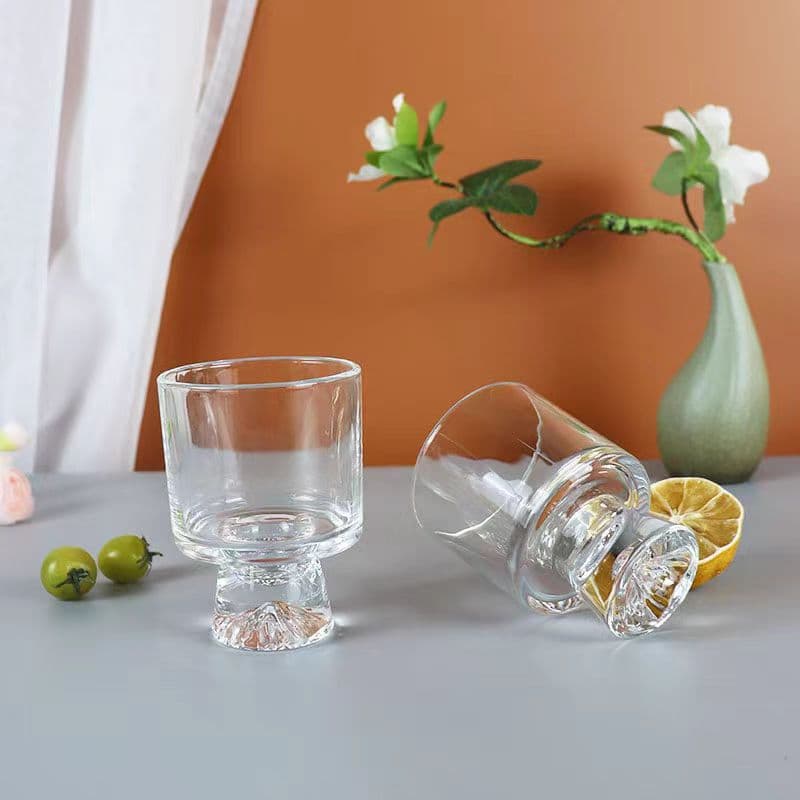 Snow Mountain High-Temperature Resistant Crystal Glass Candle Cup Thick Transparent Stem Candle Holder Aroma Candle Cup Popular Cross-Border