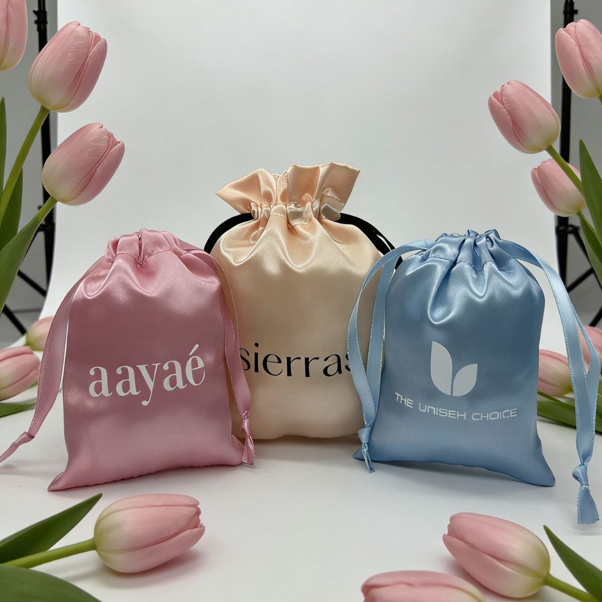 Satin Silk Eye Mask Drawstring Pouch Satin Bag for Lingerie Silicone Products