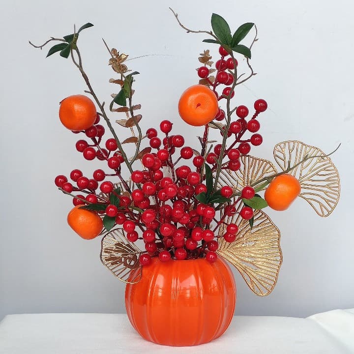 Persimmon and Lucky Red Fruit Prosperity Housewarming Simulation Flower Decoration New Year Ornament TV Cabinet Living Room Centerpiece