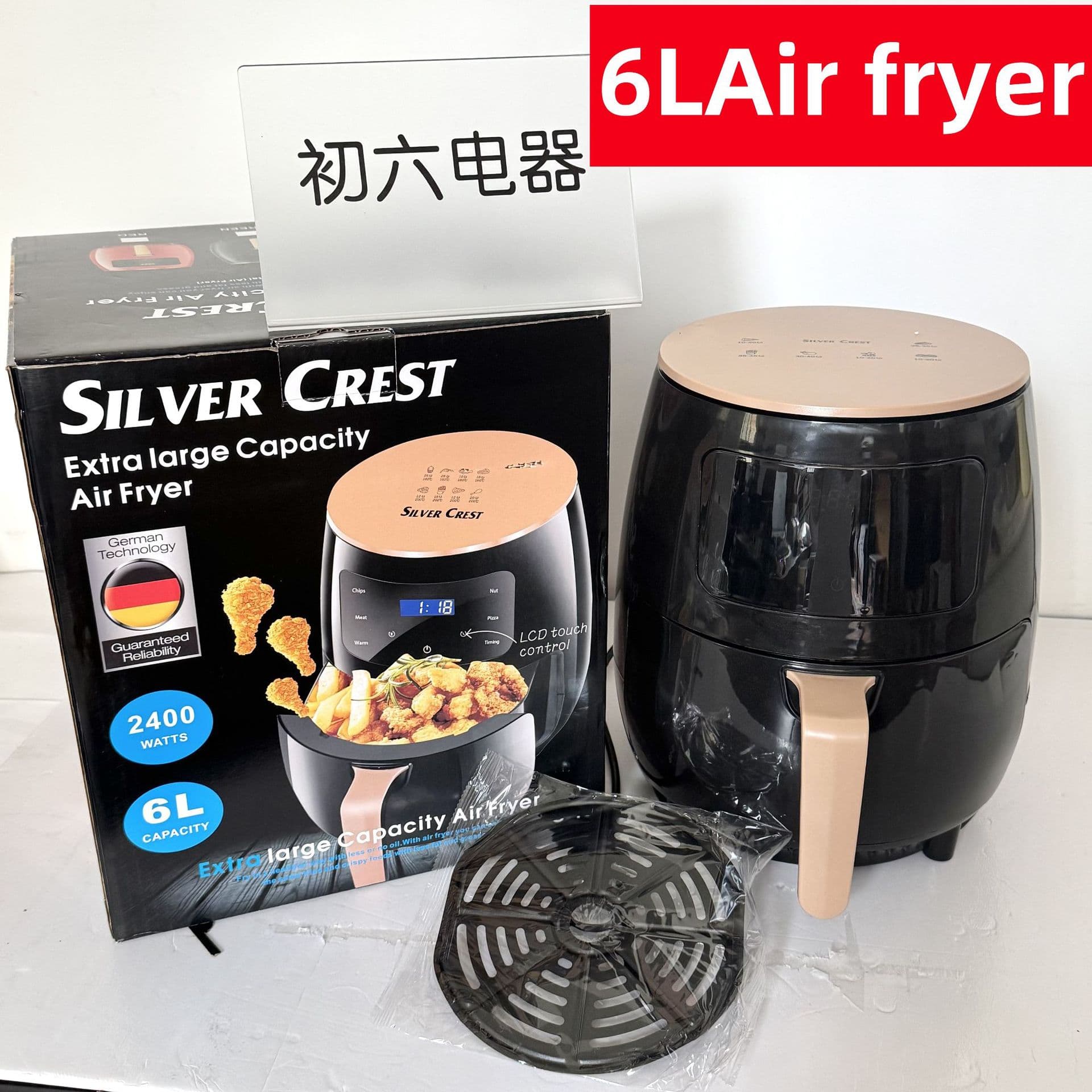 6L Air Fryer Large Capacity Smart Touch Screen Oven Visible Multi-function Oil-free Smoke Fryer