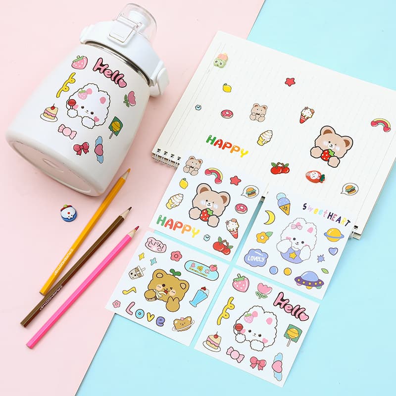 Cartoon Stickers for Kids, Cute Princess Ins Waterproof Creative Stickers, Rabbit and Bear Cross-Border Wholesale Decals