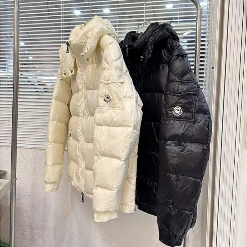 Winter White Duck down Jacket Mid-Length Hooded Puffer Coat for Women Thickened Nylon Fabric Street Style European Fashion