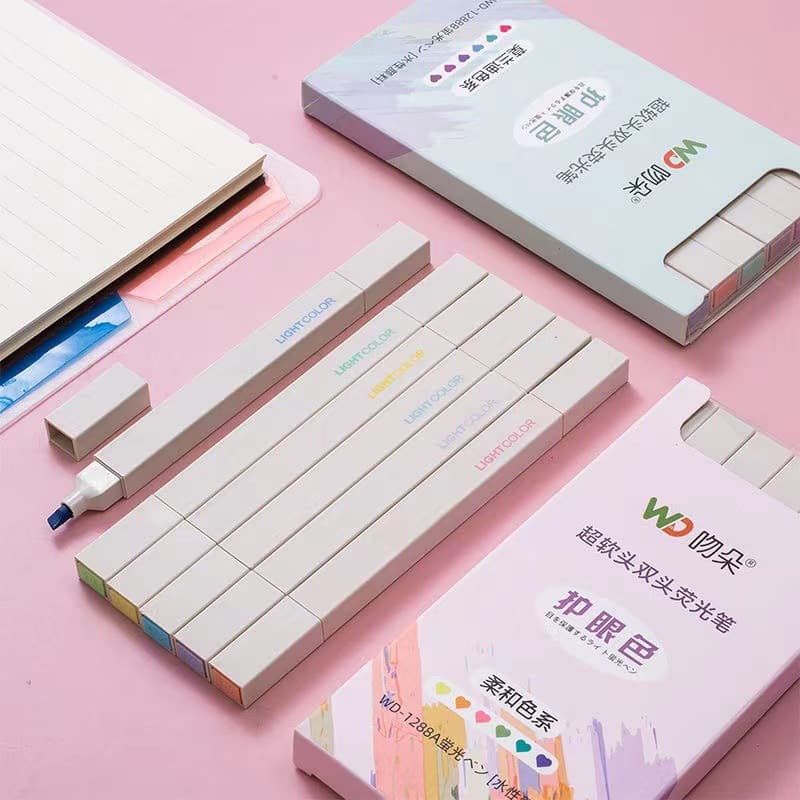 Morandi Color Dual-Head Highlighter for Marking Notes, Ins Stylish Student Set for Note-Taking