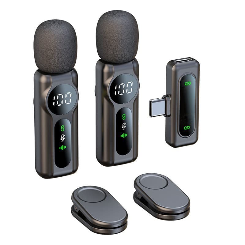 New Wireless Lavalier Microphone L02 with Battery Display, Long Battery Life, Integrated Noise Reduction, Clear Audio Recording