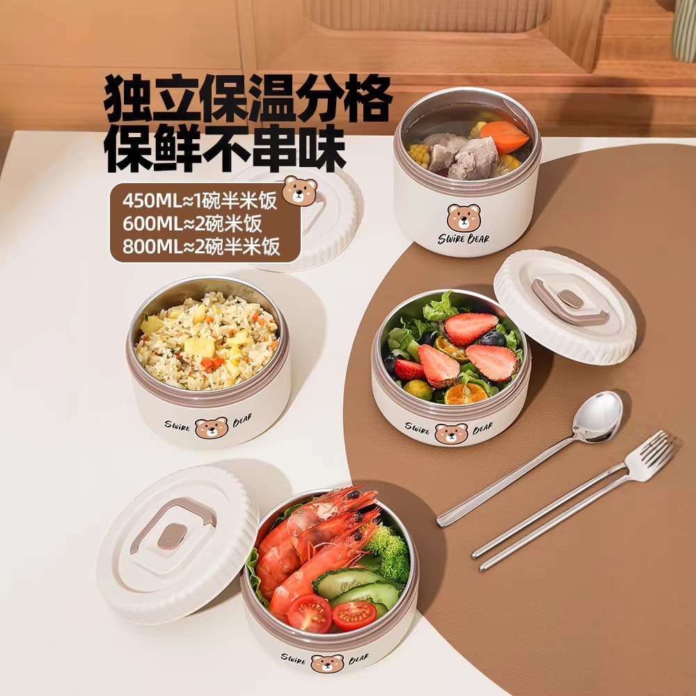 316 Stainless Steel Insulated Lunch Box, Microwave-Safe, Multi-Layer Bento Container for Work and Students