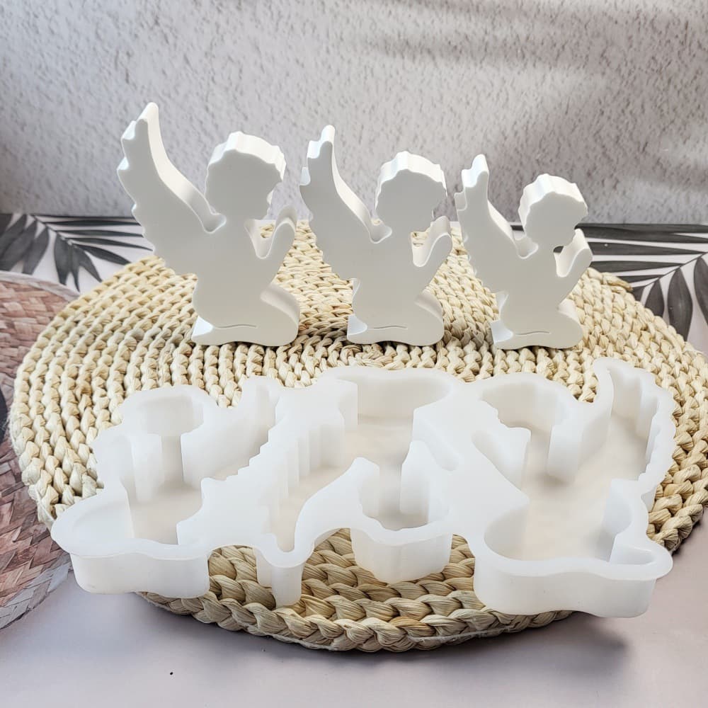 S1151 Large, Medium, and Small Winged Angel Desktop Decoration Cement Plaster Mold DIY Silicone Mold