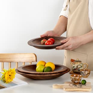 Acacia Wood Tray Japanese Walnut Color Wooden Wood Plate Snack Plate Small Food Household Water Cup Plate Solid Wood Tableware