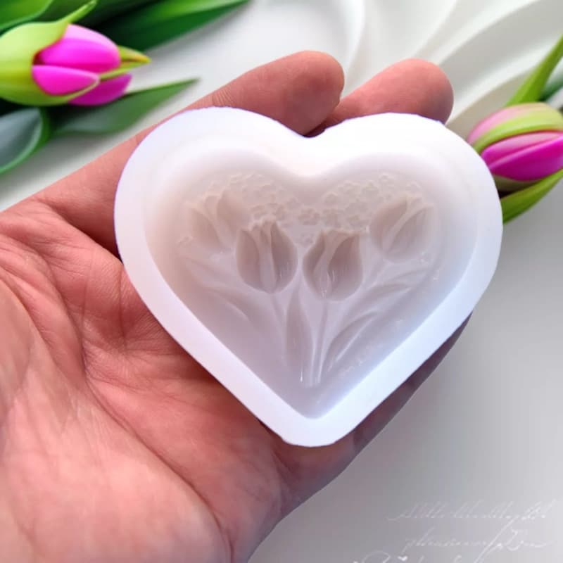 Heart Tulip Candle Silicone Mold Cake Mold DIY Handmade Aromatherapy Plaster Soap Silicone Mold