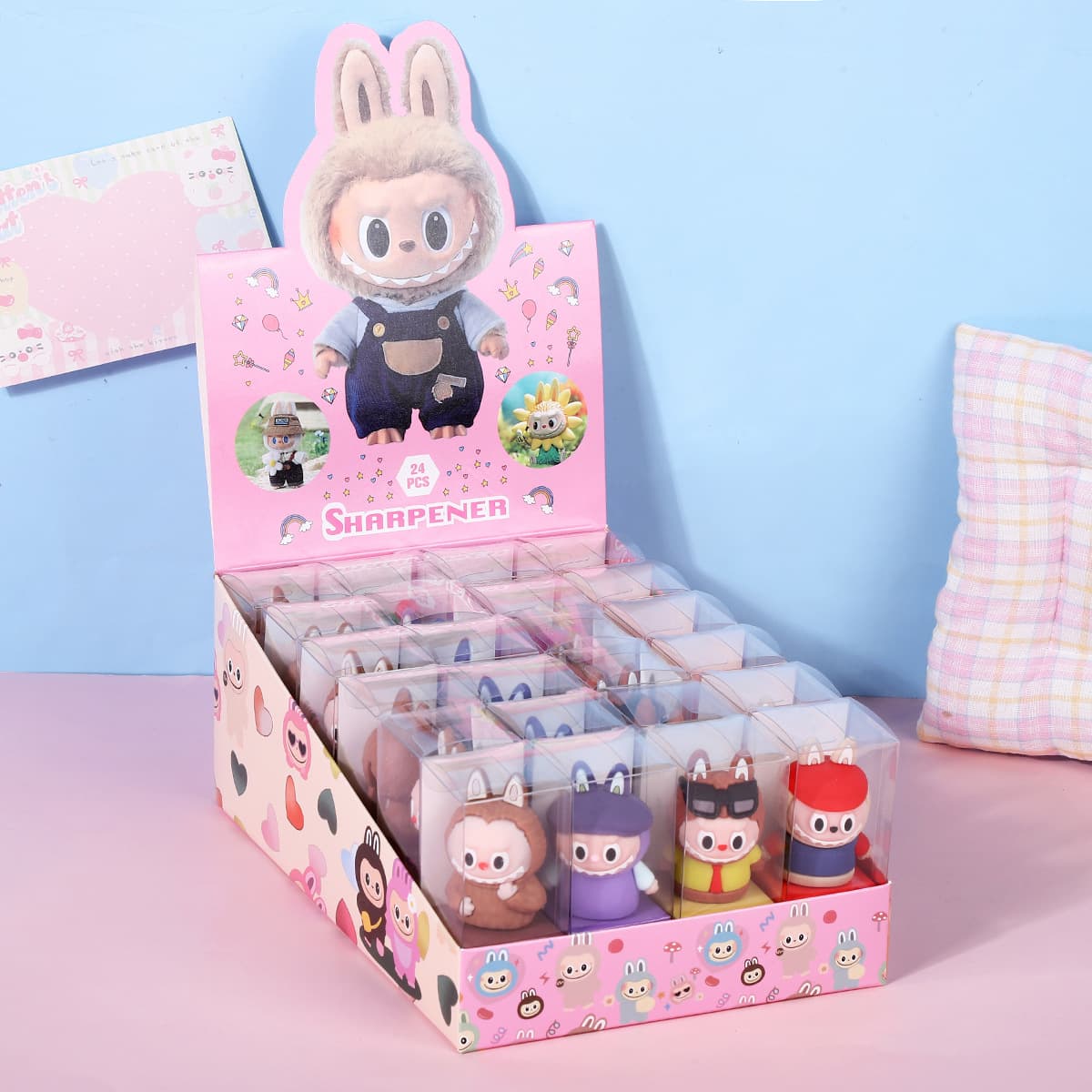Cross-border cartoon labubu student cute pencil sharpener new cartoon soft glue pencil sharpener portable manual pencil sharpener