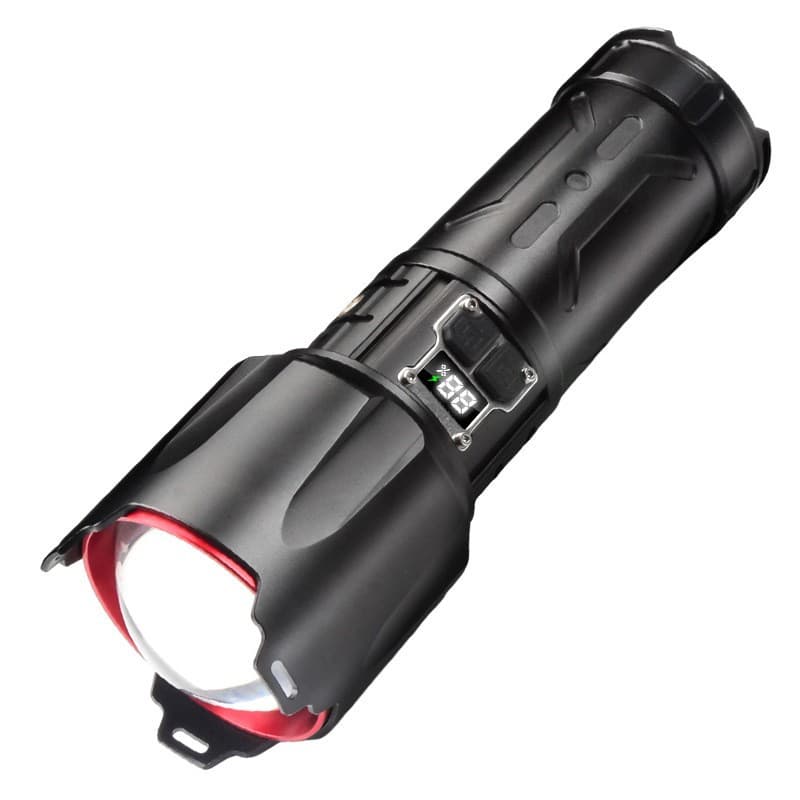 Multi-Function Laser Cannon Long Range Handheld Light Aluminum Alloy Zoom Intelligent Digital Display Strong Light Outdoor Flashlight