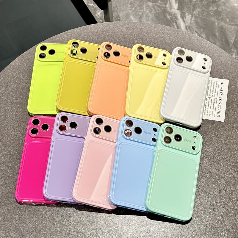 New Solid Color Jelly Large Window Case for iPhone 18 Pro Max, iPhone 17, Apple 16, Full Coverage, 3D, 14