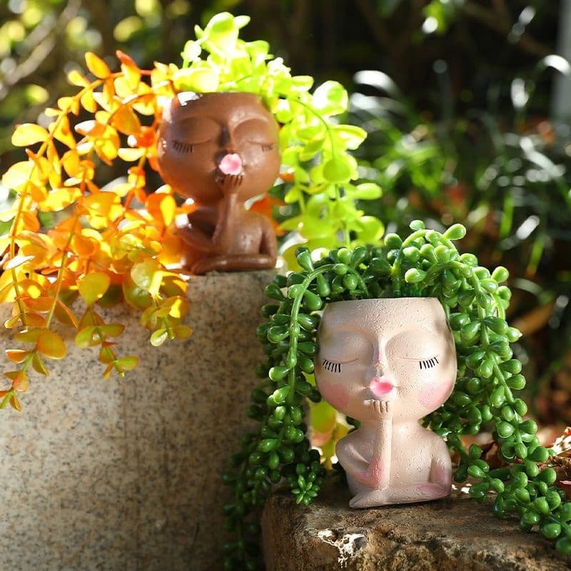 Cross-border Love Girl Resin Flower Pot, Nordic Style Green Plant Flower Succulent Balcony Potted Plant Decorative Ornament Wholesale