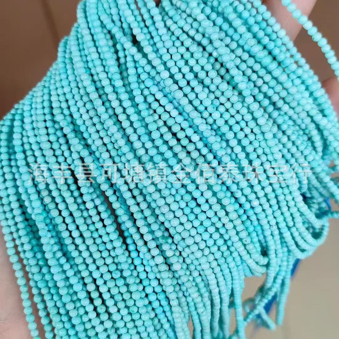 Hubei original mine turquoise millet beads chain high quality natural turquoise high porcelain blue diy sweater chain