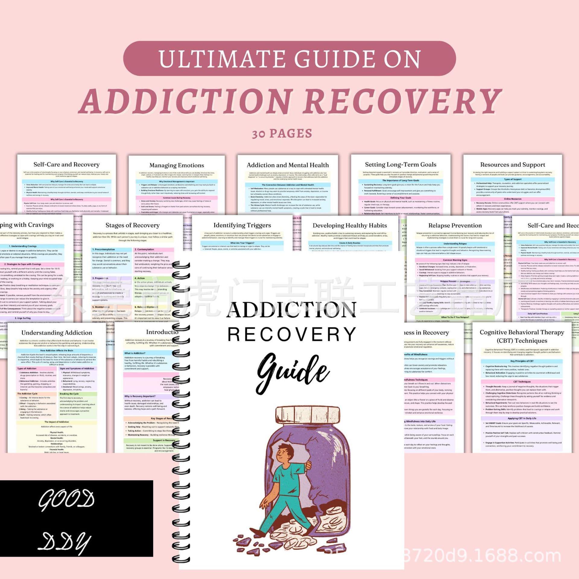 Addiction Recovery Workbook Cross-border Addiction Recovery Manual Treatment and Prevention Planner